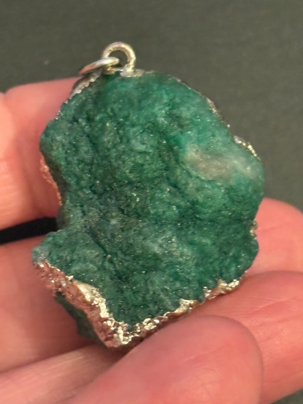 Vintage Green Druzy Quartz Crystal Pendant